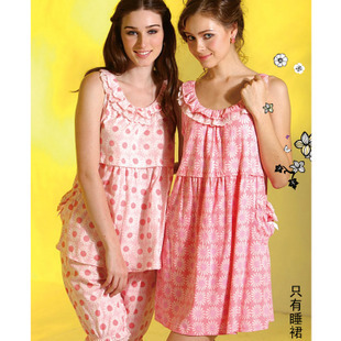 Free Shipping sleepwear  sleepwear elegant women's 100% cotton knitted spring and summer m2416