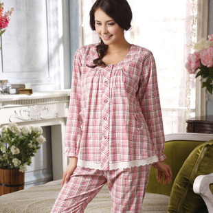 Free Shipping Sleepwear spring 100% cotton women's long-sleeve lounge set m6677