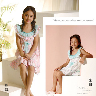 Free Shipping Sleepwear  spring and summer 100% cotton lounge nightgown G2541