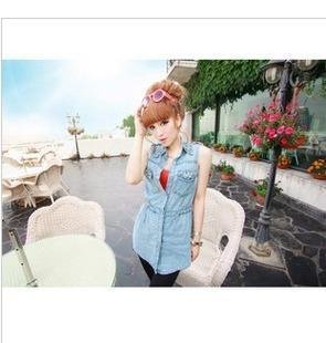 Free shipping sleeveless pearl decoration summer blouses Wholesale/Retail