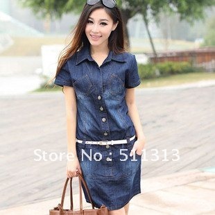 FREE SHIPPING slim loose large size thin denim dresses