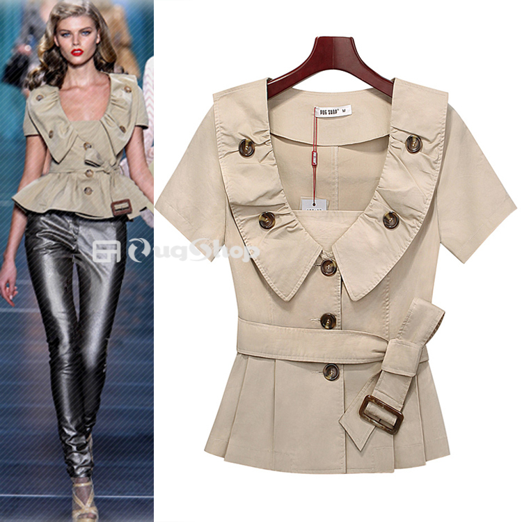 Free shipping slim short-sleeve belt fashion summer short jacket