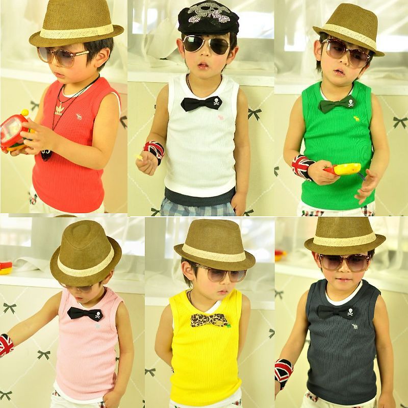 Free Shipping Small hot dog children's clothing male clothing girls candy color vest