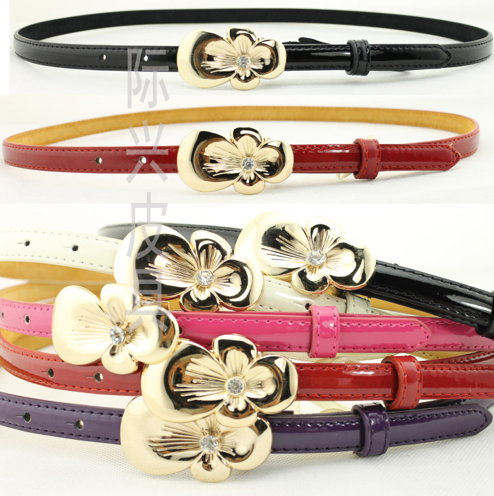 Free shipping Small rhinestone cowhide genuine leather women's belt fashion rhinestone candy color strap all-match belt