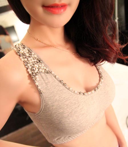 Free shipping Small vintage 2012 summer handmade beading bra small vest spaghetti strap basic tube top tube top