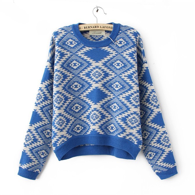 free shipping Snidel intellectuality vintage rhombus pattern pullover coarse bar sweater o-neck sweater