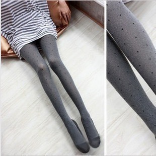 Free shipping Socks Autumn and Winter Thickening Grey Circle Dot Pantyhose Legs Stockings Female