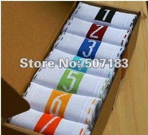 Free shipping socks of one week,digital socks,(2Lots,14pairs) white and black,suit man and woman