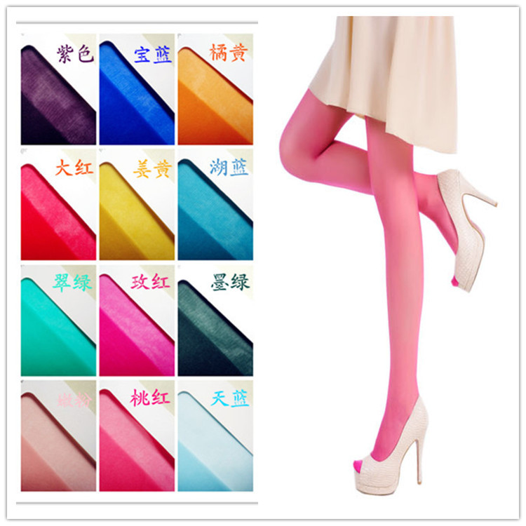 Free shipping Socks  pantyhose stockings ultra-thin color socks candy color colorful stockings pantyhose 20pcs/lot