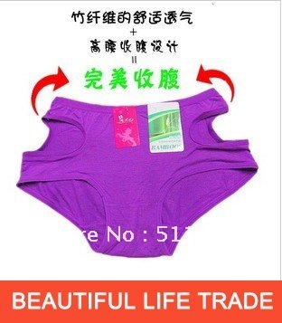 Free Shipping Soft Bamboo Fiber Women's High-Waist Body Shaping Pants,Underware/Sexy Slimming Women's Panty Brief