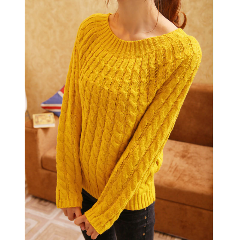 Free shipping solid color twisted raglan sleeve pullover sweater