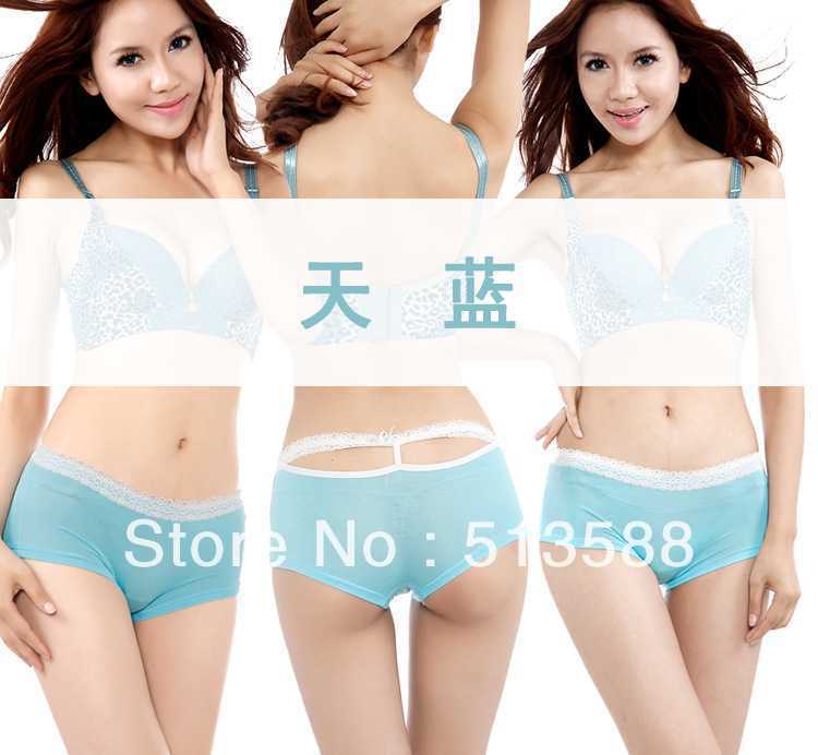 Free shipping Solid color underwear women boxer underwear Ms. waist four corners N2090 lace underwear holiday gift