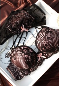 Free shipping! Special sales!Women's black lace push-up bra set  underwear set