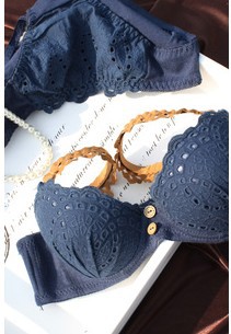 Free shipping! Special sales!Women's sweet blue lace bra push-up bra set  underwear set