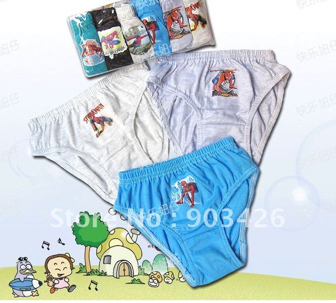 Free Shipping ! Spider Man Kid's Underwear Cartoon Underwear Children's Briefs (6pcs/pack) G1513 On Sale Wholesale