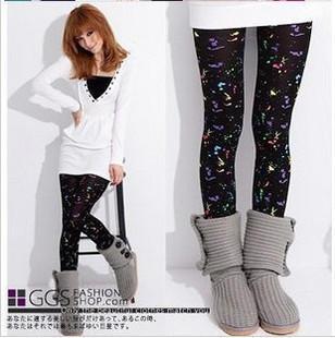 Free Shipping Splash-ink Painted Doodle Velvet Legging Socks  Pantyhose