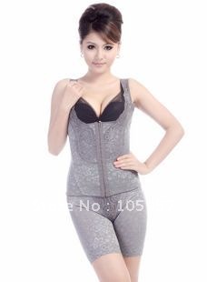 Free Shipping Split set bamboo charcoal jacquard shaper slimming clothes twinset retail&wholesale