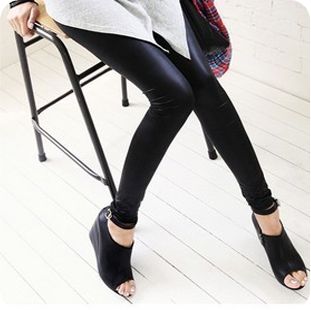 free shipping Spring 2012 matt faux leather slim 9 legging pants side zipper belt