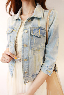 Free Shipping Spring 2013 female denim outerwear brief vintage nostalgic denim outerwear