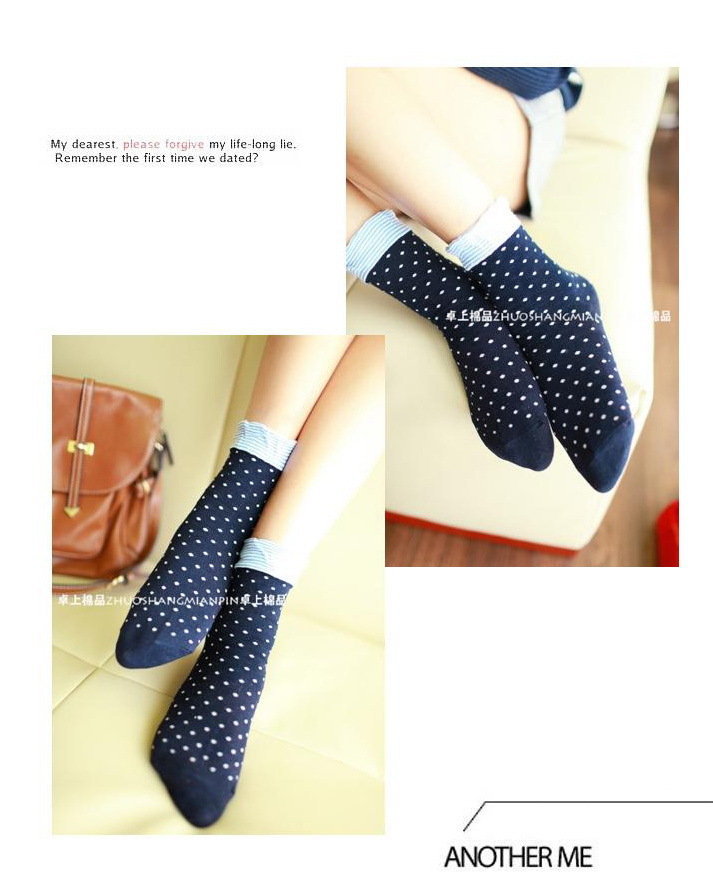 Free shipping spring and autumn  100% cotton socks dot jacquard candy color socks 6colors wholesale