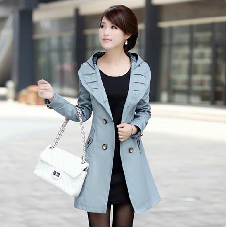 Free shipping Spring and Autumn casual slender double-breasted women's trench M-XXL#Y328