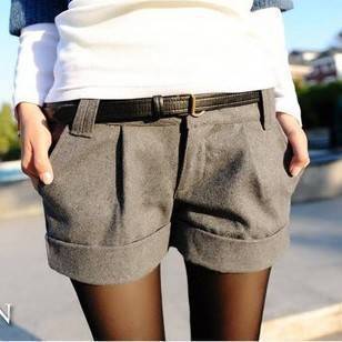 Free Shipping!!Spring and Autumn Korean the woolen cloth cuffs wrinkled shorts casual and simple fashion curling hot pants