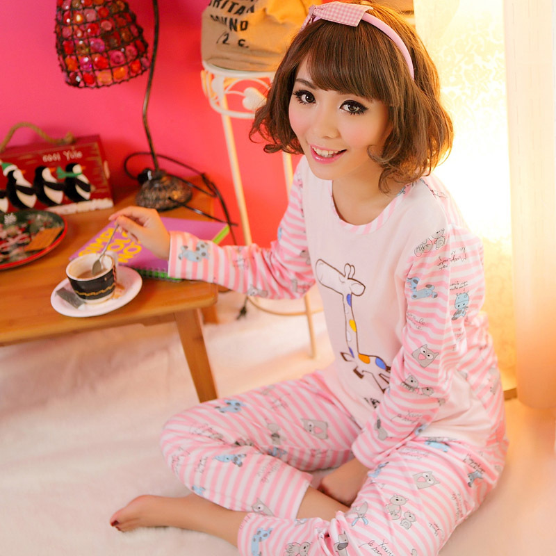 Free shipping Spring and autumn long-sleeve sleepwear women's hot-selling cartoon women's cotton sleepwear