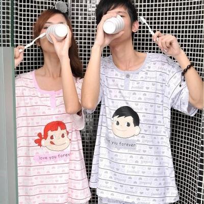 Free Shipping, Spring and autumn lovers sleepwear cartoon 100% cotton lounge sleep set