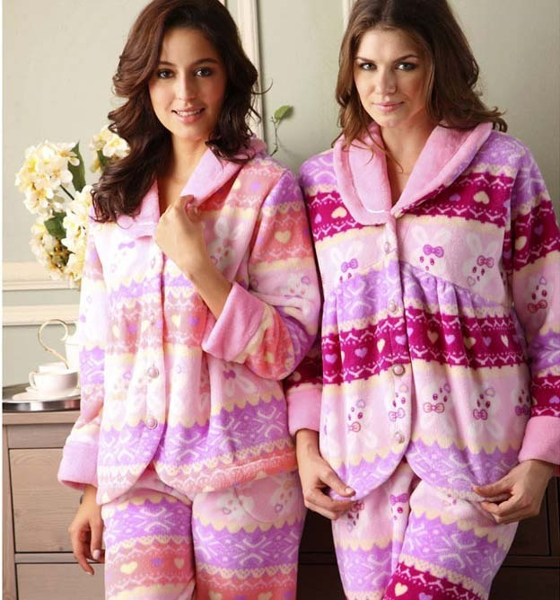 Free Shipping spring and autumn sleepwear women's coral fleece set lounge z10948