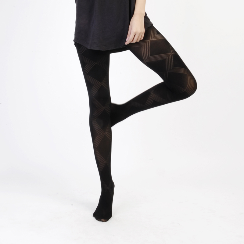 Free shipping Spring and autumn socks all-match sexy cutout rhombus black velvet jacquard pantyhose 80d