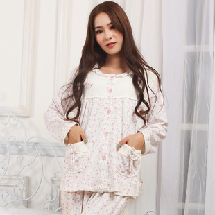 Free Shipping Spring and autumn women's long-sleeve sweet little women's sleepwear lounge set 10