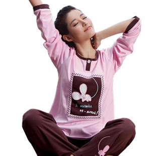 Free Shipping Spring and autumn women's sleep set 100% cotton cartoon MICKEY sleepwear lounge 100% cotton long-sleeve sleepwear