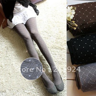 Free shipping Spring and autumn Women stockings female round dot secret pocket velvet pantyhose legging stockings