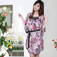 Free Shipping Spring and summer vintage casual faux silk batwing shirt silk robe sleepwear lounge