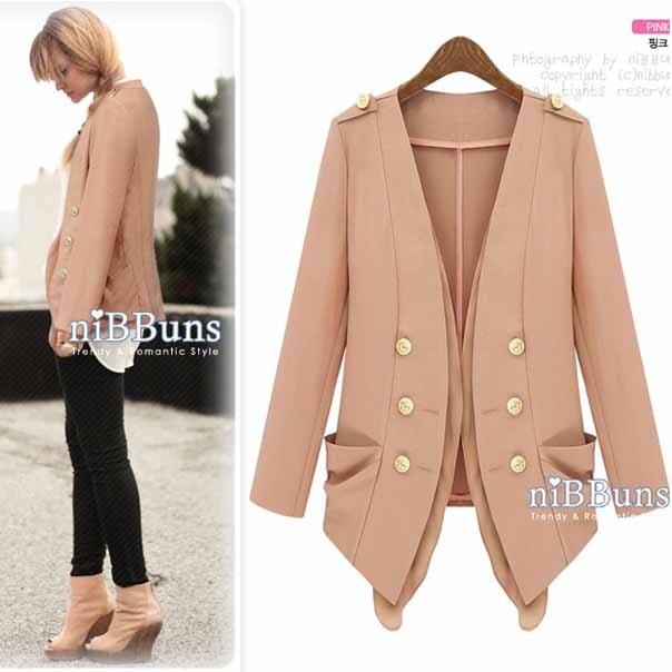 Free Shipping Spring fashion double breasted normic V-neck faux two piece set epaulette all-match single suit jacket