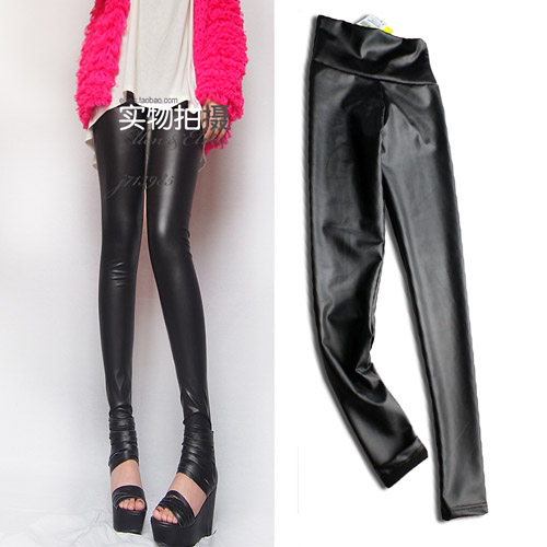 Free shipping Spring faux leather legging PU matt multicolour high waist tight faux leather pants leather pants female