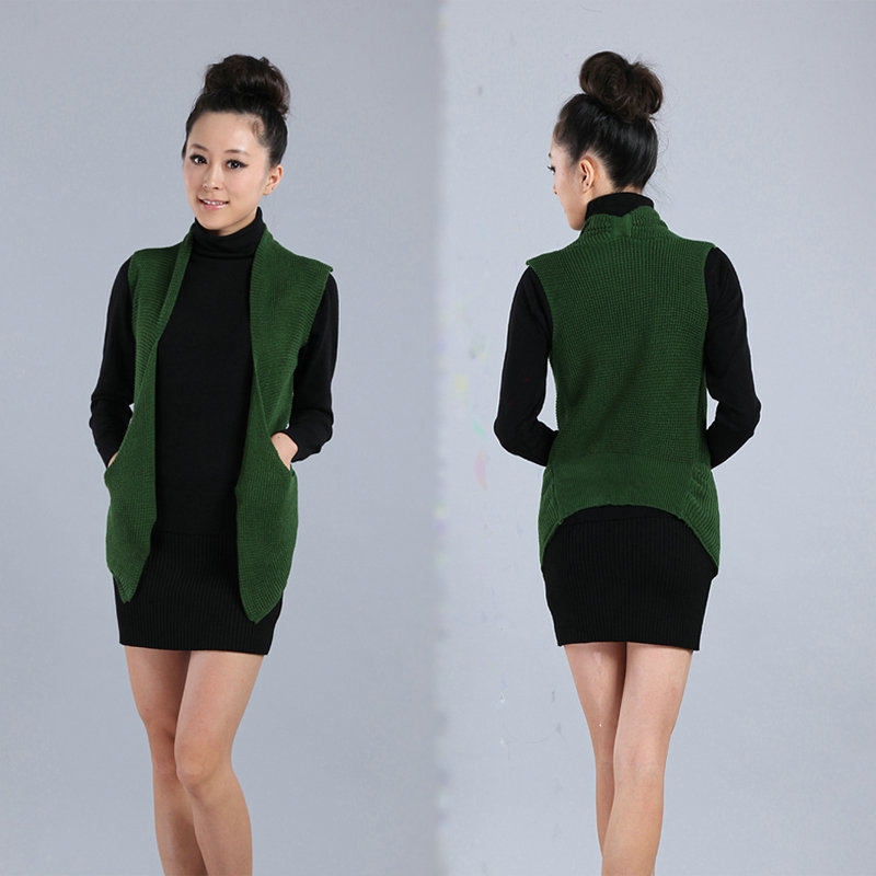 free shipping spring female outerwear sweater solid color sleeveless waistcoat vest knitted sweater cardigan n018