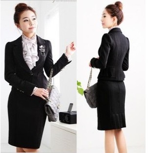 Free shipping Spring formal ol professional set female elegant white collar suit professional women's professional skirt black