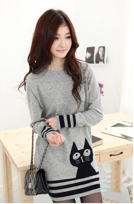 Free shipping Spring long sleeve Knitwear striped Women's roundneck Korea style Sweaters mix order