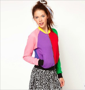 Free shipping spring Mosaic color women coat