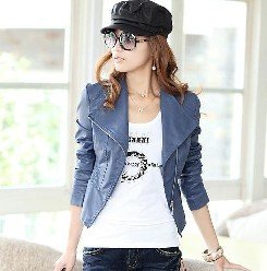 free shipping spring New arrival fashion design women casual PU leather jacket/outwear lady long sleeve motorcycle short coat