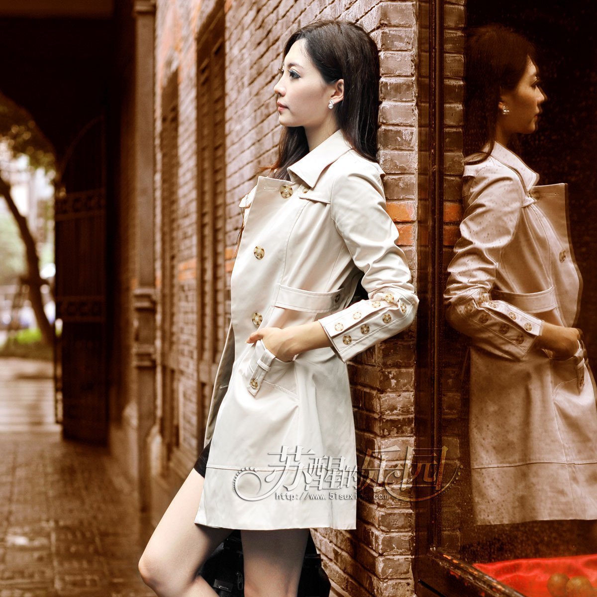 free shipping,  spring new arrival medium-long trench overcoat women outerwear 1798