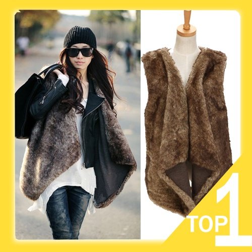 Free Shipping Spring New Arrival Women's Faux Fur Vest Sleeveless Clothes Brown Wholesale Y1064(Drop shipping support!)