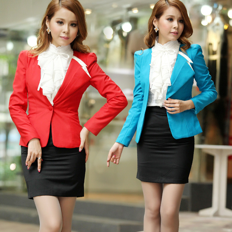 Free Shipping! Spring new career suits ladies fashion ol long sleeve skirt suit 9021