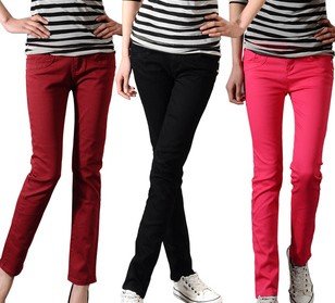 Free shipping  Spring new stretch denim cotton candy colored pencil pants big yards b476 of