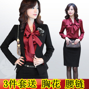 Free shipping Spring professional ol female set outerwear bust skirt shirt easy care suit skirt formal suit piece set