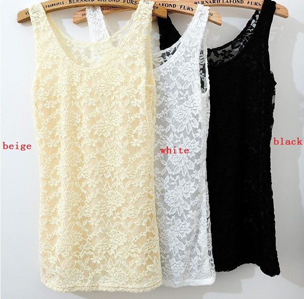 free shipping spring  summer all-match full lace cutout carved vest basic small vest