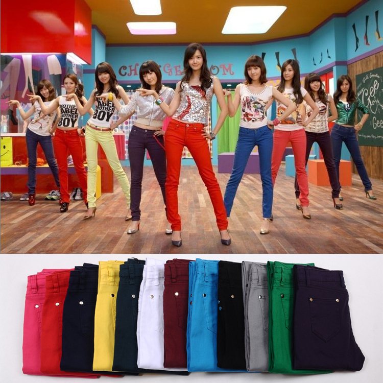 Free shipping Spring tight female candy color 100% cotton plus size colored pencil pants skinny pants