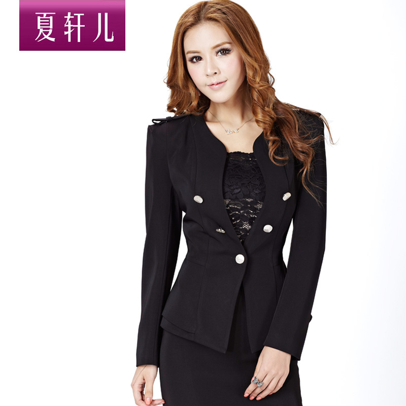 Free shipping Spring women's stand collar slim set skirt formal ol fashion work wear plus size