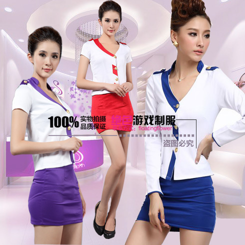 Free shipping Stewardess clothing summer stewardess uniforms professional set work wear work wear female skirt